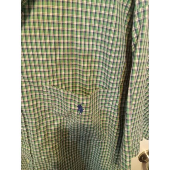 Ralph Lauren Blake‎ Green Check Pattern Single Pocket Horse Logo Shirt Mens Size - Picture 2 of 4